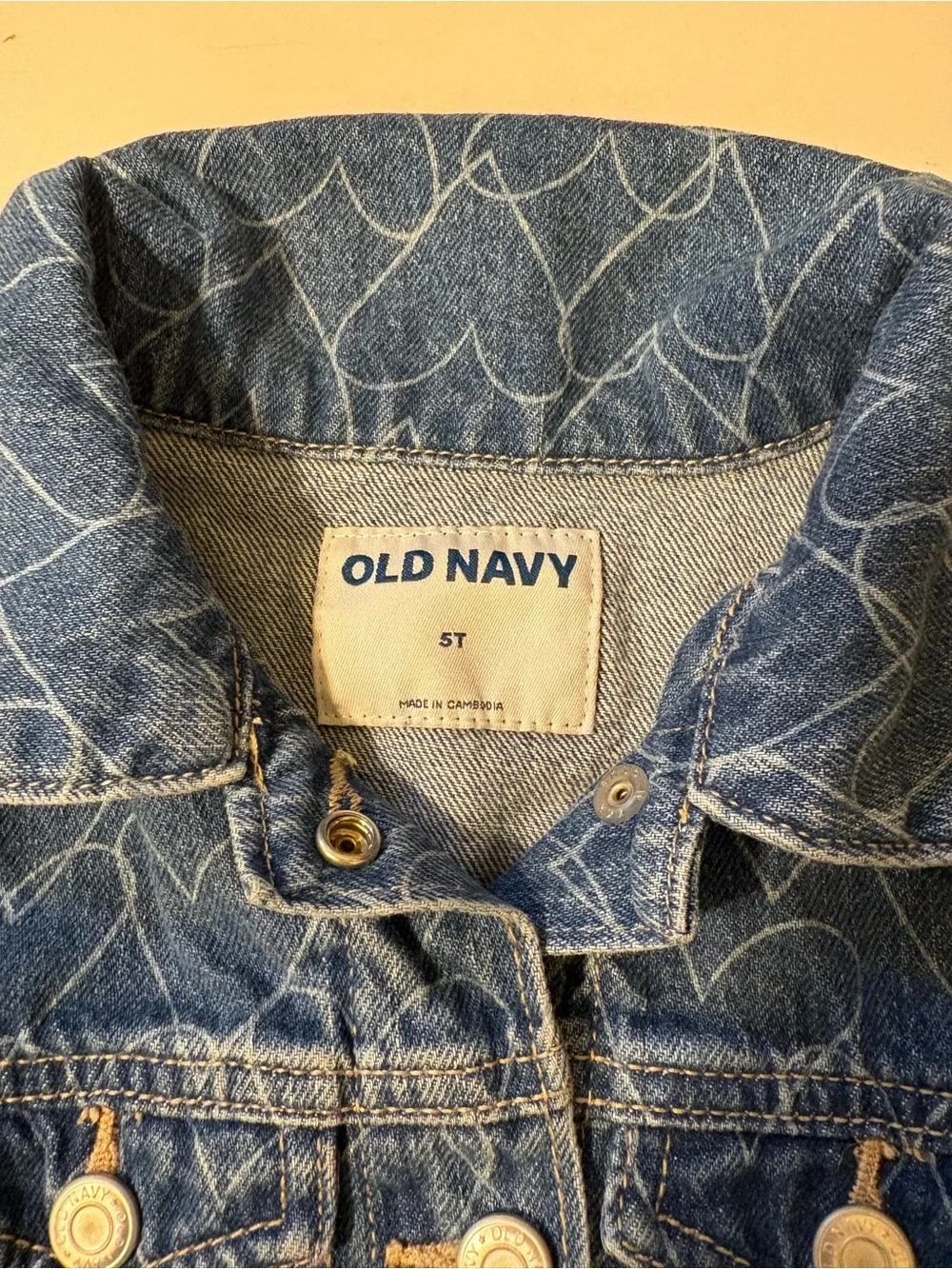 Old Navy Blue Denim Jacket with Heart Stitching